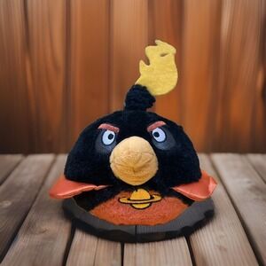 Angry Birds Space Bomb Plush 5" Black with Orange Cape Flame 2012 Commonwealth..
